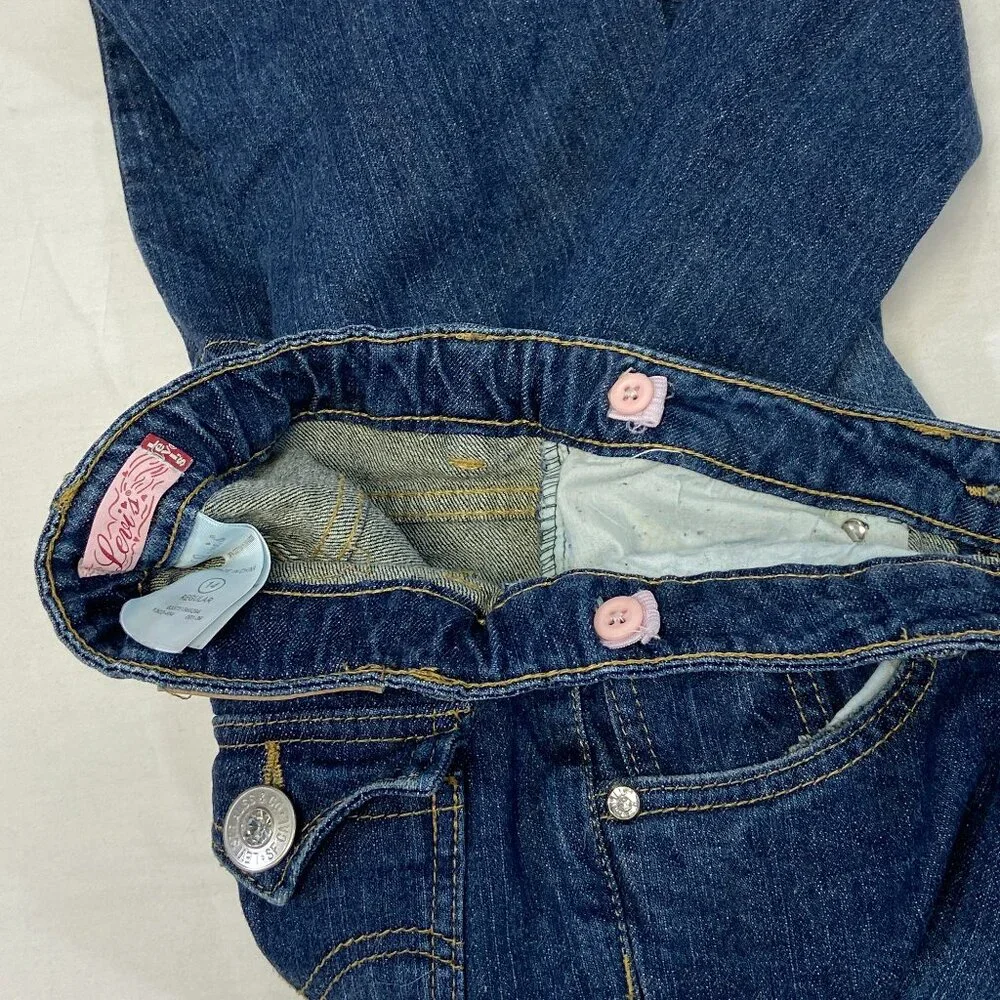 Levi's Low Rise Flared Jeweled Adjustable Waist Denim Jeans Medium Wash 14 Girl - Picture 12 of 14